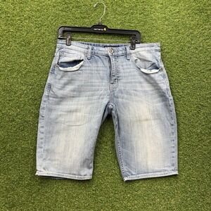 BKE Denim Shorts Mens 33 Light Blue Derek Cut Off Hemmed